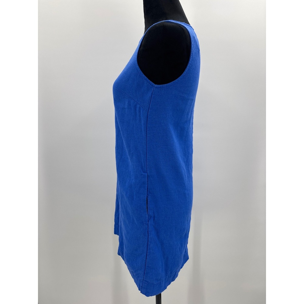 J.Crew Womens Linen Viscose Shift Dress Cobalt Blue Pockets Size P00 NWT CK844 - Picture 6 of 11